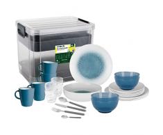 Brunner 0830150N.C1X Juego de platos, vasos, cuencos, tazas irrompibles de melamina Stonetouch 40 unidades, todo incluido Vip Meteore