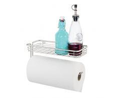 iDesign Portarrollos de Cocina con Cesta, Metal, Satin, 31x13.3x13.5 cm