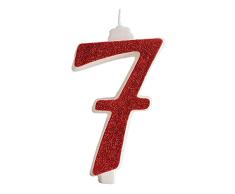 Dekora - Velas Cumpleaños Originales | Vela de Cumpleaños Numero 7 con Purpurina Roja