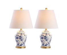 JONATAHAN Y - JYL3005A-SET2 Lámparas Mesa Penelope Lámpara Mesa Chino serie 56 cm, Clásica, Chalet, Tradicional, para Habitación, Salón, Oficina, Mesa Café, Azul/Blanco (Juego de 2)