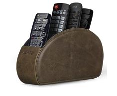 Londo - Soporte para Mando a Distancia con 5 Bolsillos, Espacio para DVD, BLU-Ray, TV, o Apple TV, Mando a Distancia, Piel Italiana con Forro de Ante, Verde (OTTO149)
