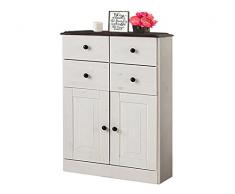 LifeStyleDesign Armario Rico, Madera, Color Blanco/Havanna, 60Â x 30Â x 90Â cm