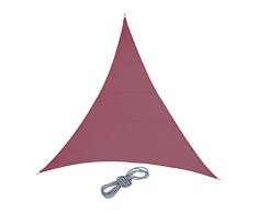 Relaxdays Toldo Vela, Triangular, Cóncavo, Poliéster, Repelente al Agua, con Cuerdas Tensoras, 4x4x4 m Aprox, Rojo Vino