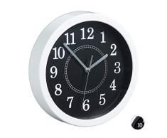 Relaxdays, Ã 20 cm, Blanco Reloj de Pared, DiseÃ±o clÃ¡sico, A Pilas, Metal y plÃ¡stico