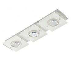 Briloner Leuchten LED lámpara de techo, 3-focos, 5 W cromo, reflector y acrílico claro, decoración cristal acrílico mate 3534-038