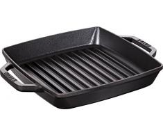 Polvo 40511 – 728 – 0 Rectangular Parrilla Sartén con Dos Asas, 23 cm, Hierro Fundido, Color Negro