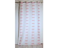 Homemaison Visillo con Rayas FantasÃ­a poliÃ©ster Rojo 140Â x 260Â x cm