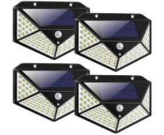 LEOFLA 4 focos solares al aire libre con 100 LED con sensor de movimiento