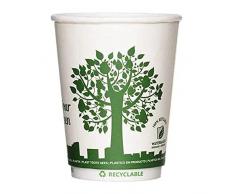 Tessera Bio Products Q530014WGC - Vasos de papel de doble pared con pared exterior en relieve, diseño de ciudad verde, capacidad de 12 onzas, altura de 90 mm, 25 unidades