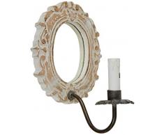 Better & Best Aplique (lámpara de Pared) con candelabro, con Placa de Espejo Ovalado, Color Blanco decapado, Medidas 21x26x22 cm, Material: Madera/Cristal/Metal