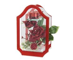 Portavelas de Cristal con Vela de tÃ© con Flor Rosa y Bola Decorativa, portavelas, portavelas, decoraciÃ³n de Mesa, lÃ¡mpara de tÃ©, lÃ¡mpara de Viento, decoraciÃ³n romÃ¡ntica, decoraciÃ³n de Boda