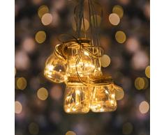 DecoKing Guirnalda de 30 luces LED con temporizador, color blanco cálido, decoración de cristal, Streada
