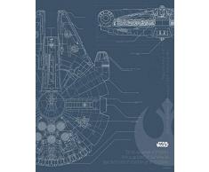 Komar Wandbild Von Star Wars Blueprint Falcon | Kinderzimmer, Jugendzimmer, Dekoration, Kunstdruck | ohne Rahmen | WB176-40x50 fotomural, carbÃ³n