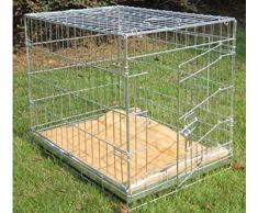 BUNNY BUSINESS - Caja de Metal para Perro con 2 Puertas con Rodillos para Ropa de Cama y Pelusas, pequeña, 60,96 cm, Color Plateado