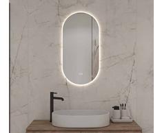 Schaere Espejo de baÃ±o Ovalado con iluminaciÃ³n LED Regulable con Cambio de Color y calefacciÃ³n por Espejo, 40 x 80 cm, Serie 8030