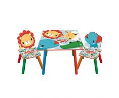 ARDITEX FP10298 Set de Mesa (50x50x44cm) y 2 Sillas (26.5x26.5x50cm) de Madera de Mattel-Fisher-Price