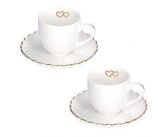 PORCELLANA Momenti Oro Set 2 Tazas de café W/S 3oz GB