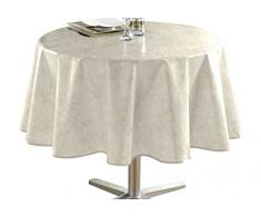 Decorline 160 cm Redondo Impreso Petróleo Gamuza Beton Cire Mantel, Color Beige