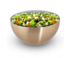 Relaxdays Ensaladera Moderna, Frutero Acero Inoxidable, Cuenco Cocina, Bol, Tazón, 25 cm de Diámetro, Dorado y Plateado