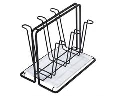 Xavax Escurreplatos para 6 Botellas (Soporte de Metal para Botellas con Bandeja de Goteo, para SodaStream, Air up, Avent, Philips), Color Negro