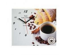 FLEXISTYLE Reloj de Pared de Cocina Coffee & Croissant silencioso, Vidrio acrÃ­lico, Fabricado en UE
