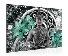 504831b - Cuadro de pared con diseÃ±o de Buda y flores, 120 x 80 cm, lienzo de fieltro, tamaÃ±o XXL, 3 piezas, fabricado en Alemania, listo para colgar