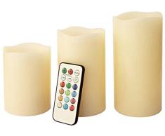 Benross Anika - Juego de velas LED (sin llama, con mando a distancia, 3 unidades)