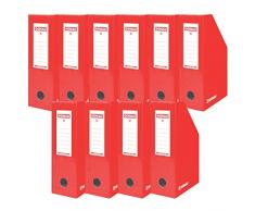 OFFICER PRODUCTS DONAU 7648101-04FSC - Archivador de cartÃ³n A4, 10 unidades, cartÃ³n lacado, color rojo, hasta 1000 hojas, para la oficina, la escuela y el hogar para guardar documentos