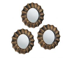 Relaxdays Espejos Pared Redondos Set 3, Ornamentales, Ã 25 cm, SalÃ³n, Dormitorio, Pasillo, Decorativos, PlÃ¡stico, Dorado, 25 x 2 cm Aprox