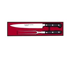 Burgvogel SOLINGEN, Comfort Line, Juego de cubiertos para trinchar, 2 piezas, forjados. Tenedor de carne curvo, acero inoxidable, Cuchillo de trinchar, negro, apto para lavavajillas