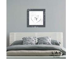 L:A:S Laser Art Style - Cuadro Moderno con Marco Sagrada Familia para Dormitorio, Madera, Antracita y Blanco, 63 x 63 cm