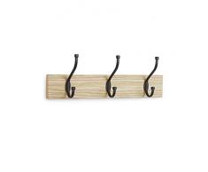 AmazonBasics - Perchero de madera de pared, 3 ganchos estándar 34 cm, Natural, 2 unidades