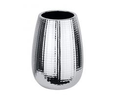 Wenko Dakar Vaso para Cepillos de Dientes, CerÃ¡mica, Plateado, 8.3x8.3x11.6 cm