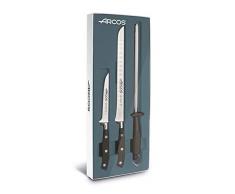 Arcos 806911 Set Jamonero, Acero Inoxidable, Negro, 3 Piezas + Cubre JamÃ³n