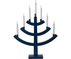 Star 219 â 32,Gillian, 7 de candelabro, madera, azul, 4.9 x 6.4 x 9.0 cm