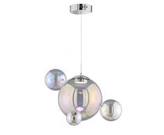 WOFI - Lámpara de interior para salón, lámpara colgante, lámpara colgante, lámpara colgante, lámpara colgante, cromo, regulable, cristal, 8,5 W
