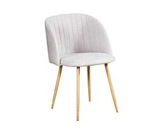ZONS Flow - Silla macaron escandinava de ante gris y patas de metal efecto madera, ancho