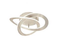 Eglo LED lámpara de techo Rolimare, pendiente con anillos curvos, luminaria para sala de aluminio en nÃquel mate y plástico en blanco, luz blanco neutro