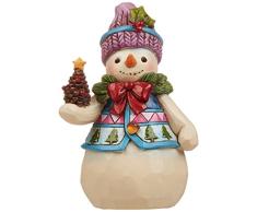 Enesco Jim Shore Heartwood Creek Figura de Resina de Piedra de piña tamaño Pinta, 4.75 Pulgadas, Blanco, Rojo, Verde, Azul