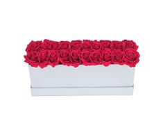 Relaxdays Caja Rosas Artificiales Rectangular, Cajita 20 Flores, Elegante, Regalo DÃa Madre, San ValentÃn, Rojo, 50% Papel 30% poliéster 20% plástico, 19 x 38 x 12 cm