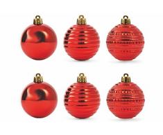 Galileo Casa Navidad Juego Bolas, Rojo, 6Â x 6Â x 6Â cm, 6Â Unidad