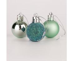 30 mm/24 Bolas de Navidad inastillables Turquesa, Decoraciones de Ã¡rbol de Navidad, Bolas de Adornos de Navidad, Decoraciones Colgantes de Navidad, decoraciÃ³n navideÃ±a, Brillante, Mate, Purpurina