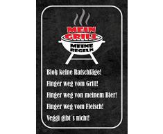 Schatzmix Blechschild Spruch Grill Meine Regeln Schwarzes 20x30 Deko Tin Sign SeÃ±al metÃ¡lica, hojalata, Multicolor, 20 x 30 cm