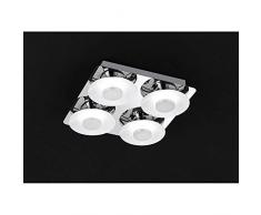 Lámpara de techo WOFI, 4, lámpara de techo, Serie Space, 4 x LED, 6 W, 20 V, ancho 30 cm, altura 7,5 cm, profundidad 30 cm, 3000 Kelvin, 550 lúmenes, cromo 9216,04,01,0000