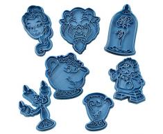 Cuticuter Bella Y Bestia Pack Cortador de Galletas, Azul, 16x14x1.5 cm, 7 Unidades