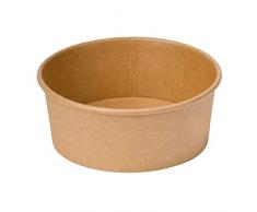 Intertan QM500KRA - Juego de 50 tazas de papel de estraza redondas, color natural, 500 ml de capacidad, 50 unidades