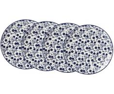 Ritzenhoff & Breker Kuchen-und FrÃ¼hstÃ¼cksteller-Set Royal Sakura, 4-Teilig, 21,5 cm Durchmesser Vajilla, Porcelana, Azul/Blanco, 21.50 x 21.50 x 2.50 cm, 4