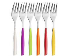 BUGATTI GLAA-021F17/6 Glamour - Juego de 6 Tenedores para Postre (Acero y plástico, 16 x 20 x 3 cm)