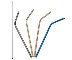 Lurch 240992 Juego de 4 pajitas curvadas de acero inoxidable, 21,5 cm de longitud, con cepillo de limpieza 18/8