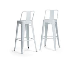 Simpli Home SIMPLIHOME Rayne Industrial - Taburete de Bar (Metal, 76,2 cm, 2 Unidades), Color Blanco
